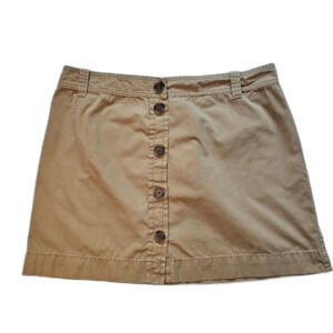 J. Crew Khaki Button 100% Cotton Short Women's Skirt Vintagey sz 14